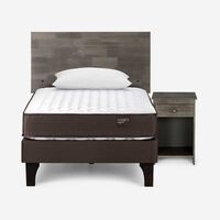 Cama Europea Rosen 1,5 Plazas Ergo T + Respaldo + Velador Tabor Grafito + Almohada Light Americana