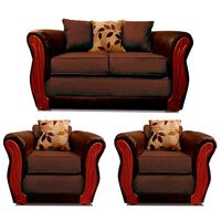 Juego de Living Elegant Detail Girona Sofá 2 Cuerpos + Dos sillones 1 Cuerpo Café
