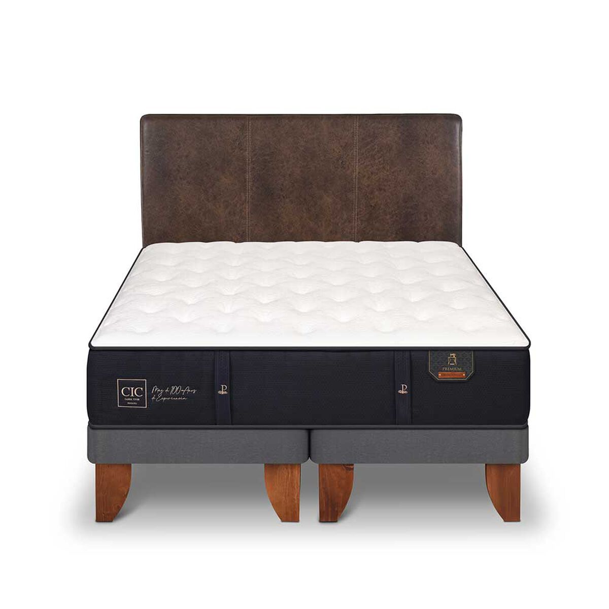 Cama Europea CIC Base Dividida 2 Plazas Premium + Respaldo