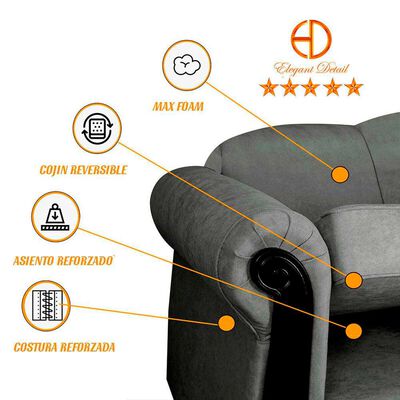 Imagen 2 del producto Juego de Living Elegant Michigan + Sitiales Tela 5 Cuerpos Gris