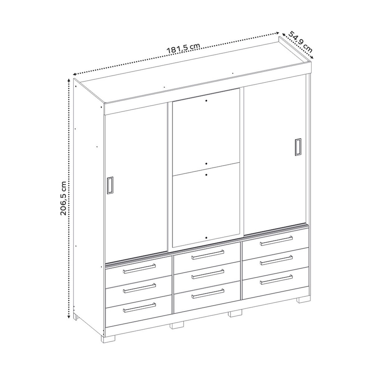Closet Home Mobili Enzo 3 Puertas 9 Cajones Beige