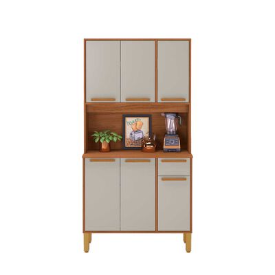 Mueble de Cocina Home Mobili Bosko 6 Puertas 1 Cajón Café y Blanco Off