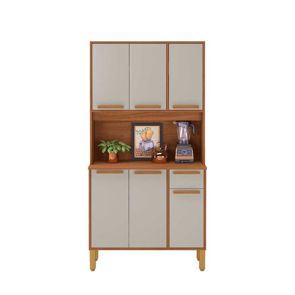 Mueble de Cocina Home Mobili Bosko 6 Puertas 1 Cajón Café y Blanco Off