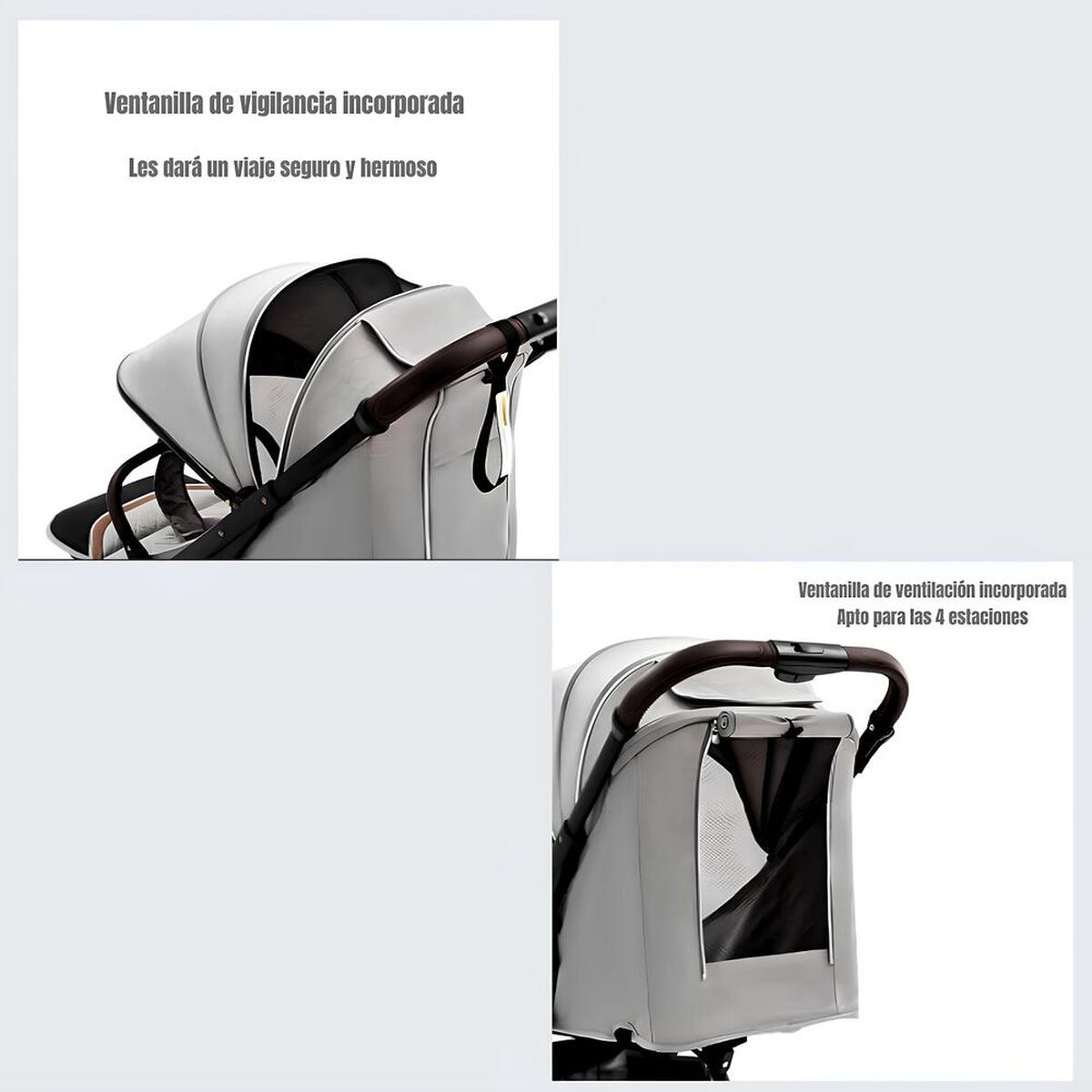 Coche de Paseo con Cubre Pies LuBabycas Gris