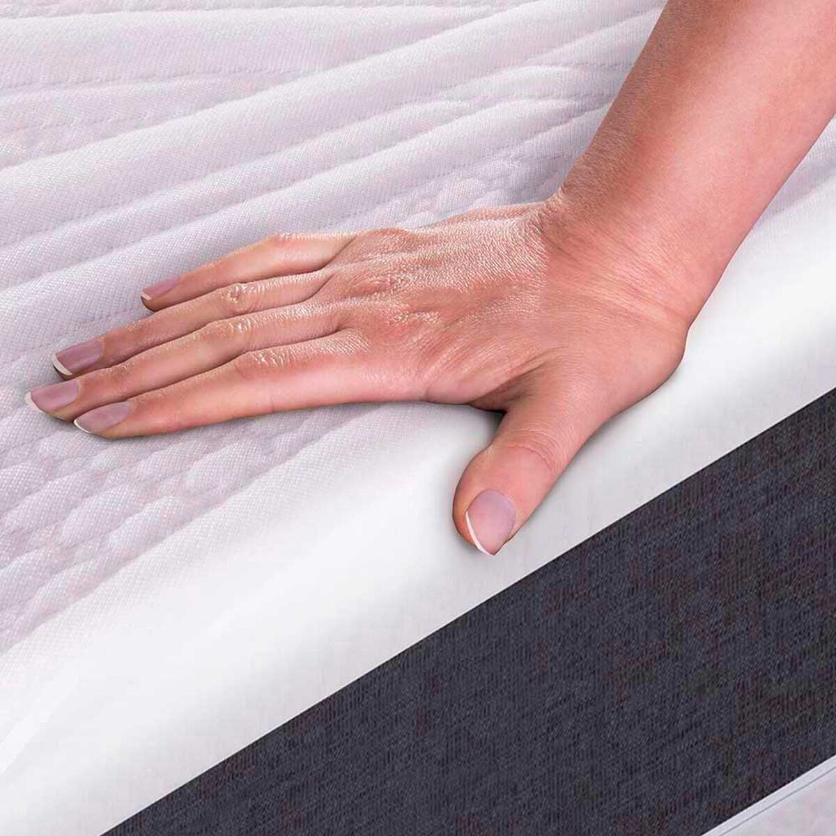 Box Spring CIC 1,5 Plazas Ortopedic + Respaldo + Velador Olmo + Almohada