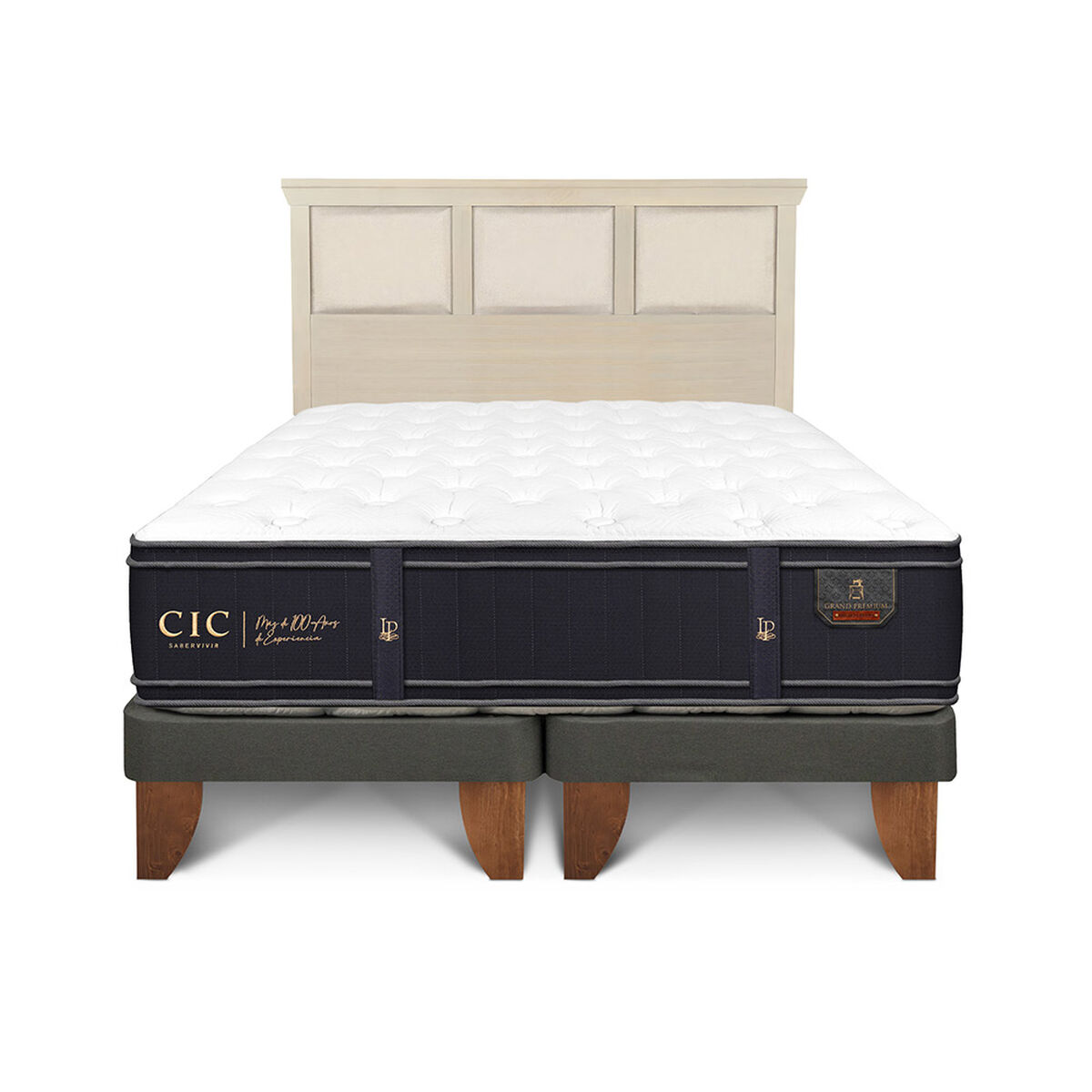 Cama Europea CIC Base Dividida King Grand Premium + Respaldo Torino Alpino