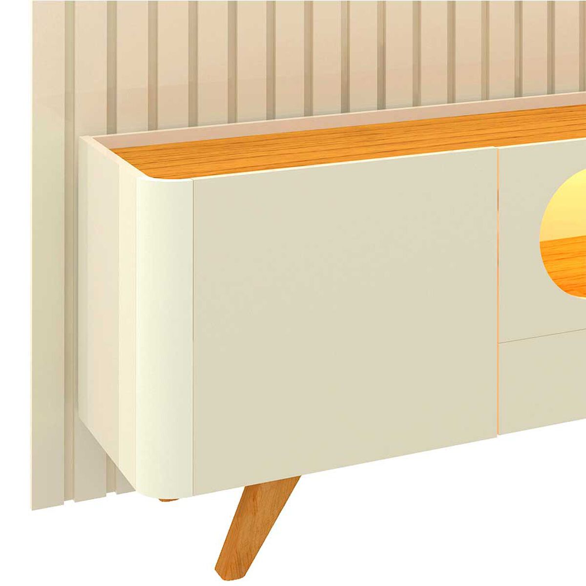 Rack TV 80" Decocasa Mondrian Patas Madera Off White