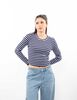 Polera Con Estampado Crop Manga Larga Mujer Icono