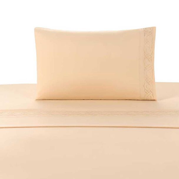 Juego de Sábanas Illusions 1,5 Plazas Bordada Blonde Beige
