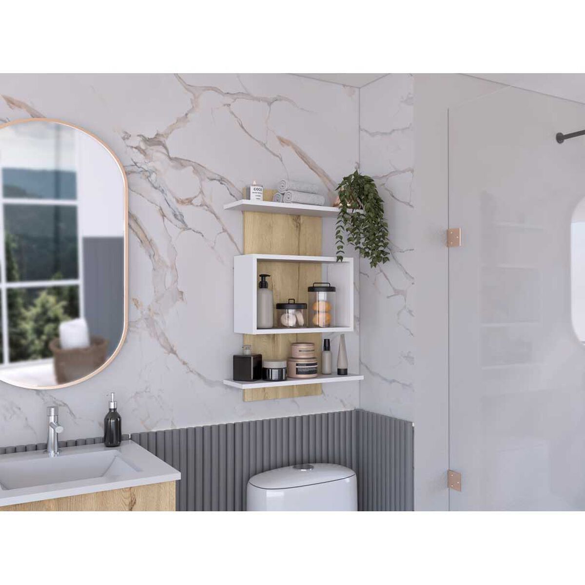 Mueble Organizador Baño Tuhome Massana Duna y Blanco 