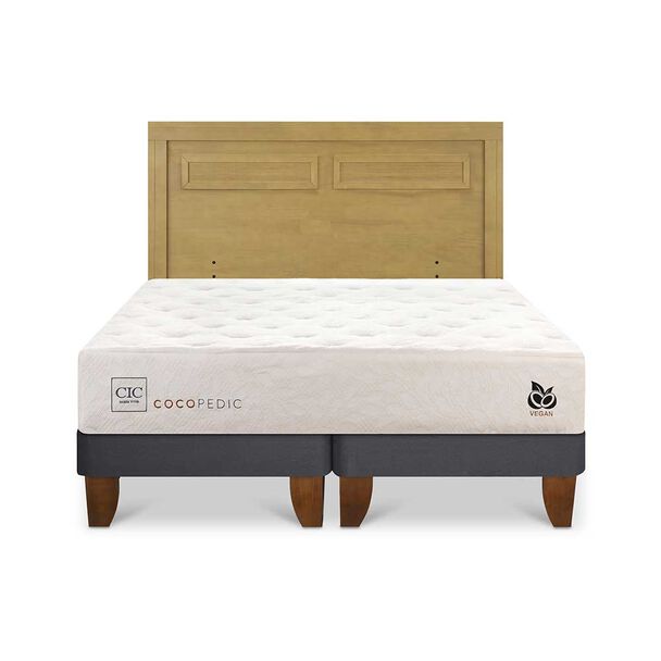 Cama Europea CIC Base Dividida King Cocopedic + Respaldo Milan Mostaza