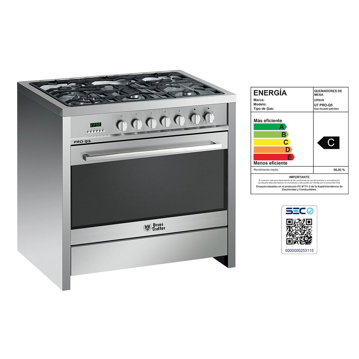 Cocina a Gas Ursus Trotter Pro-Q5GL 5 Quemadores