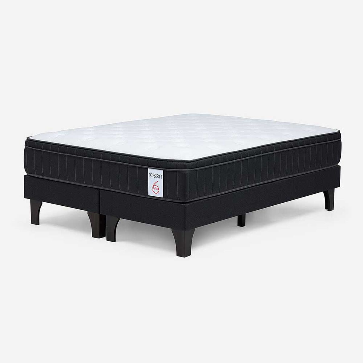 Cama Europea  Rosen Super King New Style 6 Plus + Respaldo + 2 Veladores Ferrara
