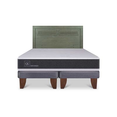 Cama Europea CIC Base Dividida King Ortopedic + Respaldo Milan Olivo