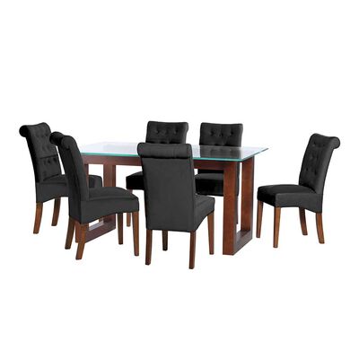 Juego de Comedor Latam Home Pamplona Cadiz 6 Sillas Velvet Negro