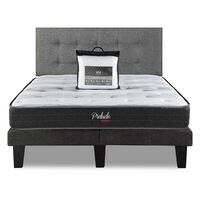 Combo Cama Europea Prelude Radiant 2 Plazas Normal + Respaldo Urban Gris + Cubre Colchón