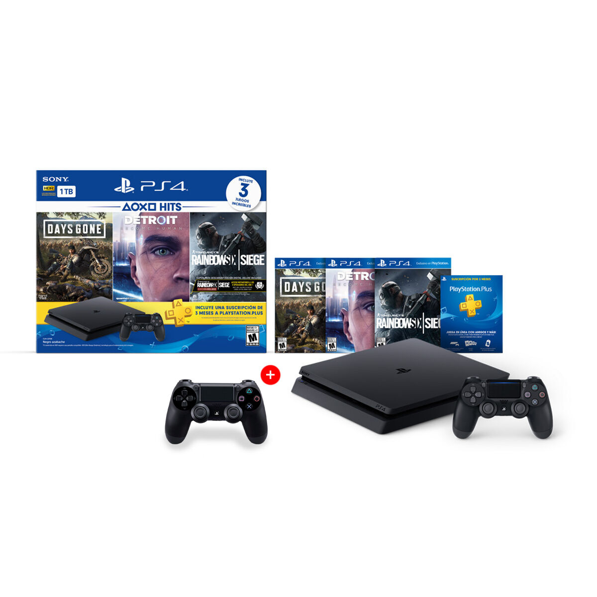 Consola PS4 Hits Bundle 5 1TB + 3 Juegos + 2 Controles Dualshock