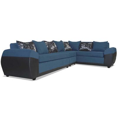 Sofá Seccional Modular Elegant Detail Houston 7 Cuerpos Negro Azul
