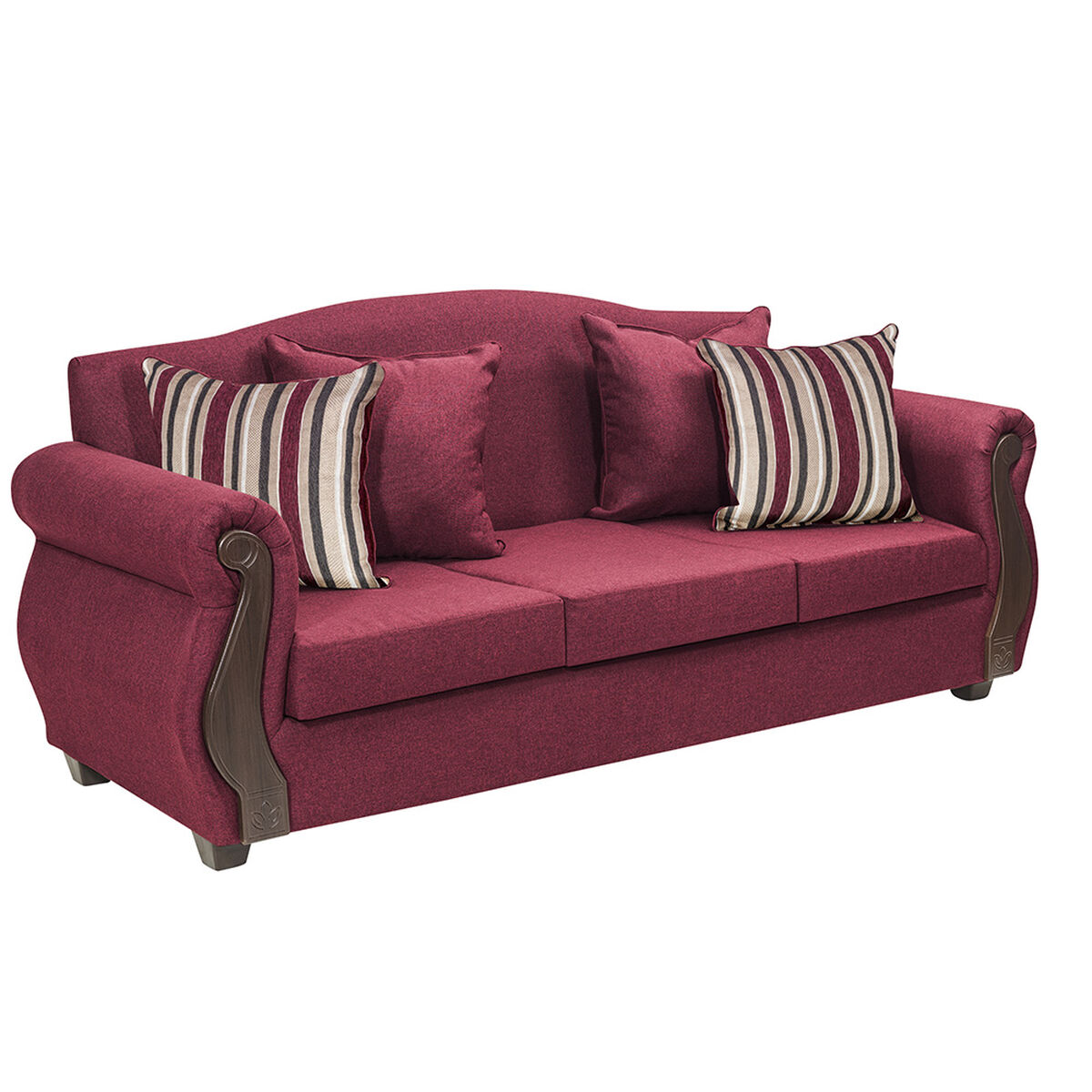 Juego de Living Innovamuebles New Bugambilia Sofá 3 Cuerpos + Dos Sillones 1 Cuerpo Burdeo