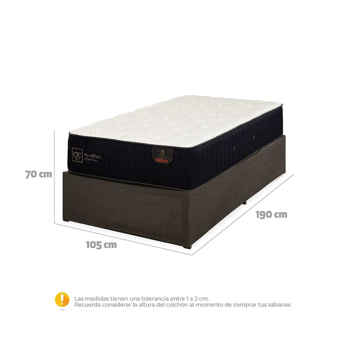 Cama Europea CIC Iron Smart 1,5 Plazas Premium + Faldón
