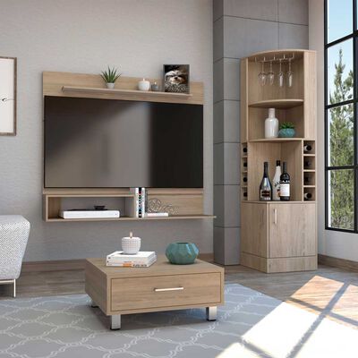 Imagen 1 del producto Combo Bar Esquinero + Panel TV55 + Mesa de Centro TuHome Beijing Rovere Blanco