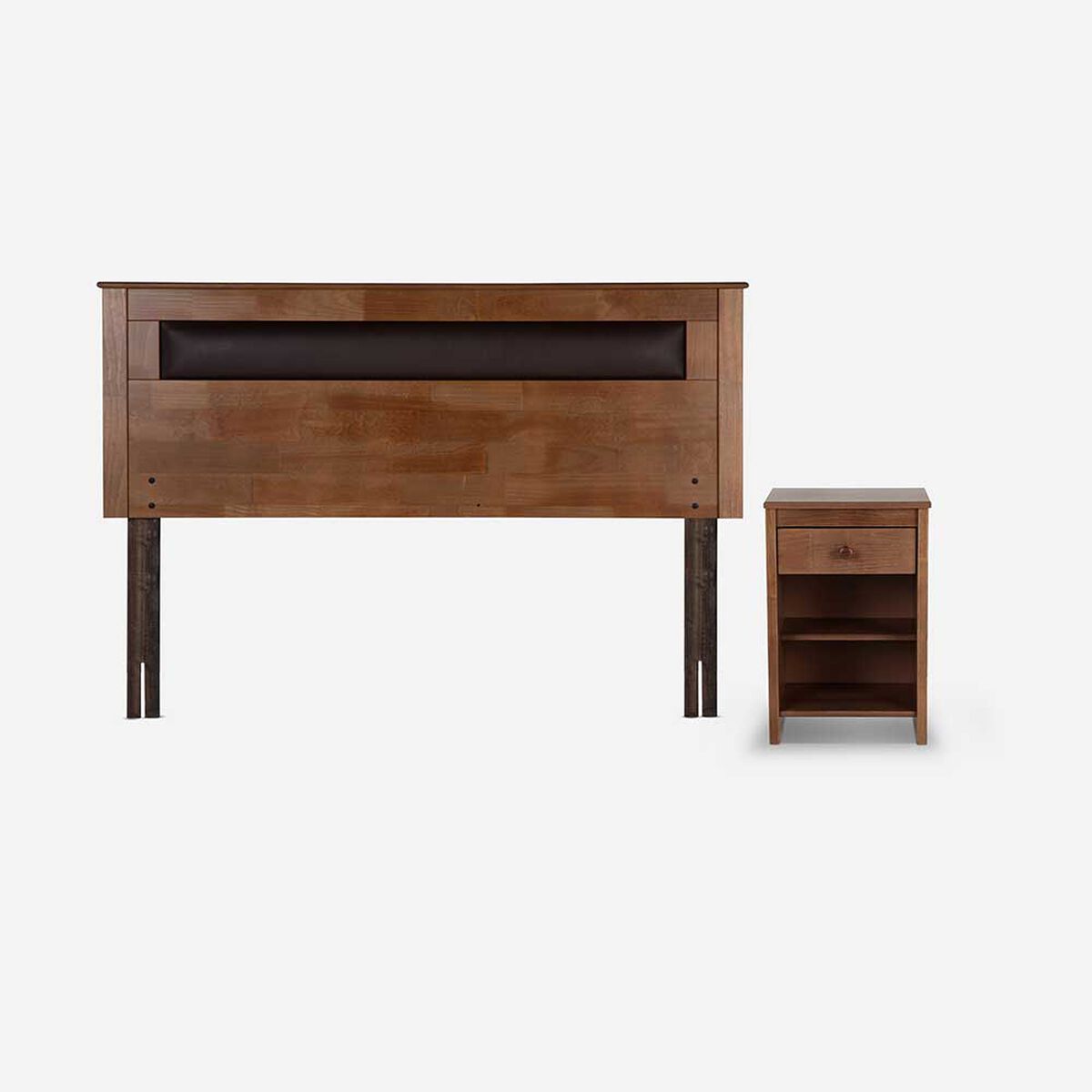 Cama Europea Rosen Full Pratta + Respaldo + Velador Ferrera