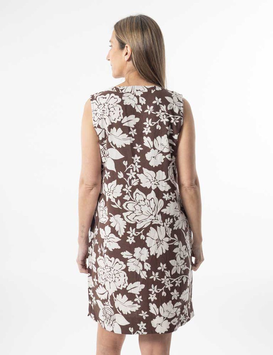 Vestido Lino Midi Sin Mangas Mujer Portman Club