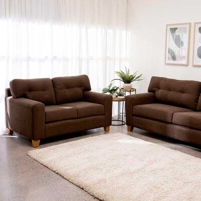 Imagen 2 del producto Juego de Living Almore Niza Tela Sofá 3 Cuerpos + Sofá 2 Cuerpos Gris