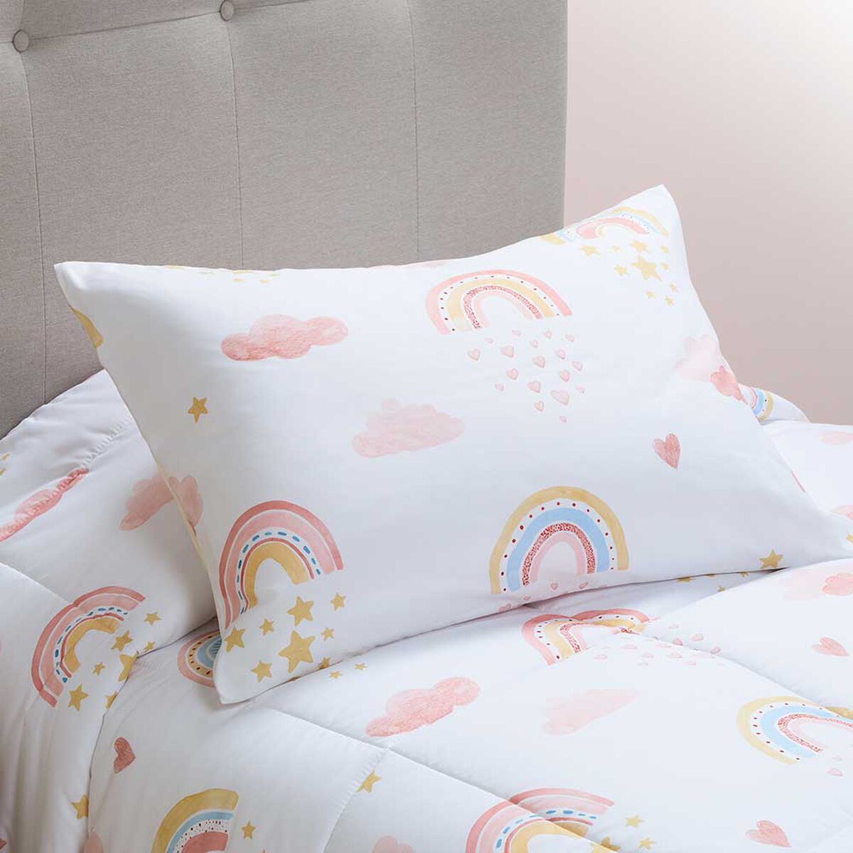 Plum&oacute;n Rosen 1,5 Plazas Kids Nubes Beige/Verde/Caf&eacute;