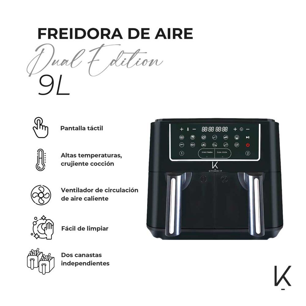 Freidora de Aire Kitchen-it Dual Edition 9 lts.