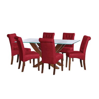 Juego de Comedor Latam Home Alicante 6 Sillas Rojo
