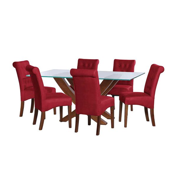 Juego de Comedor Latam Home Alicante 6 Sillas Rojo