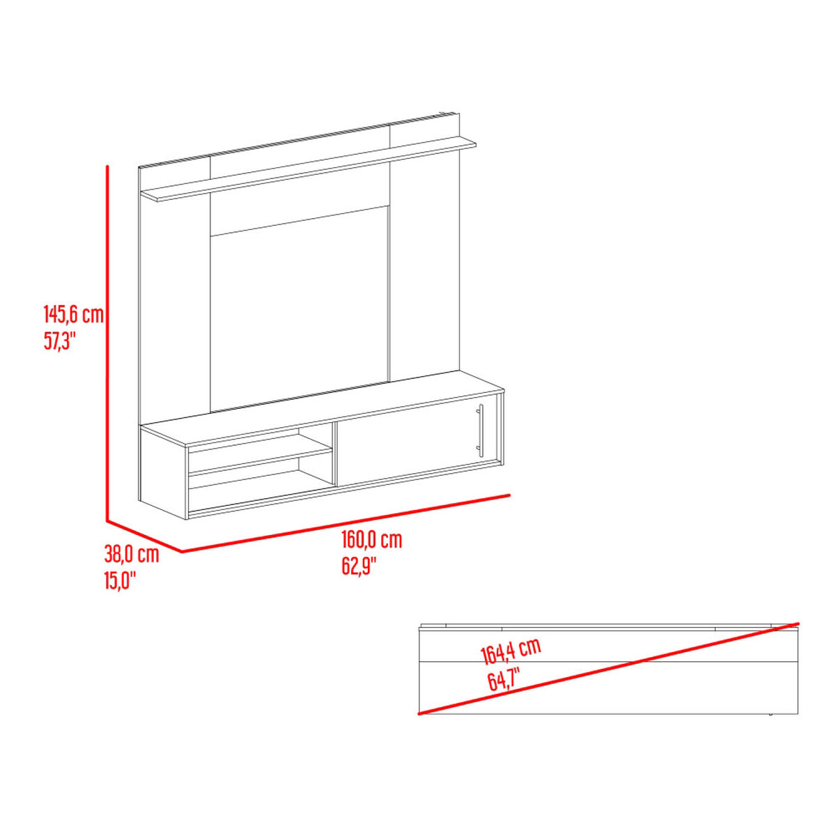 Panel TV Tuhome Bigaf hasta 60" Avellana Wengue