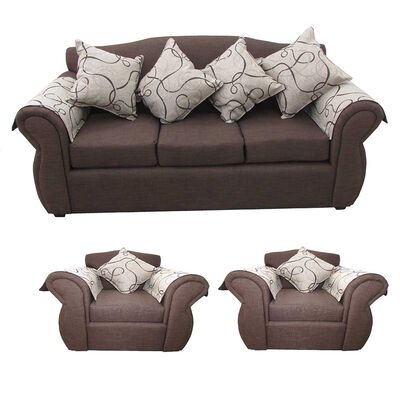 Imagen 1 del producto Juego de Living Almore San Ramon Sofá 3 Cuerpos + Dos Sillones 1 Cuerpo Café