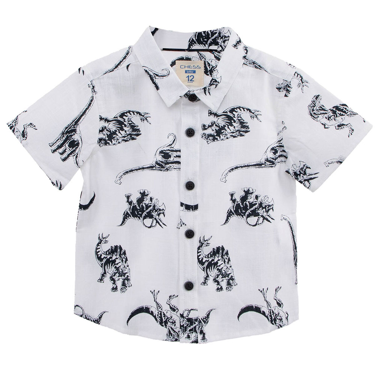 Camisa Dino Manga Corta de Algod&oacute;n Chess Baby