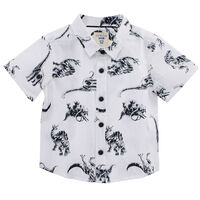 Camisa Dino Manga Corta de Algodón Chess Baby Blanco