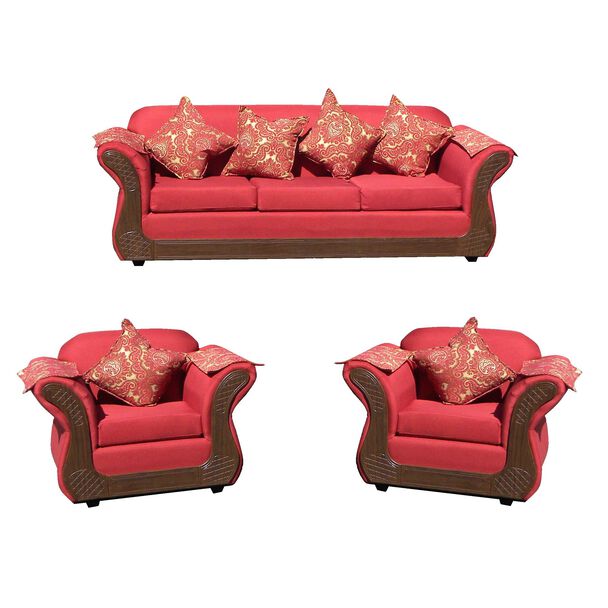 Juego de Living Almore Irlanda Sofá 3 Cuerpos + Dos Sillones 1 Cuerpo Rojo