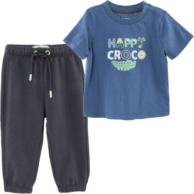 Conjunto Polera+Pantalón de Algodón Chess Baby Denim