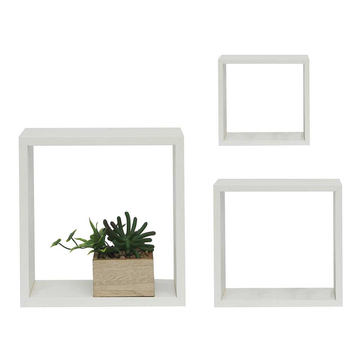 Set 3 Repisas Vgo Cubos Madera Blanco 32 x 22 cm