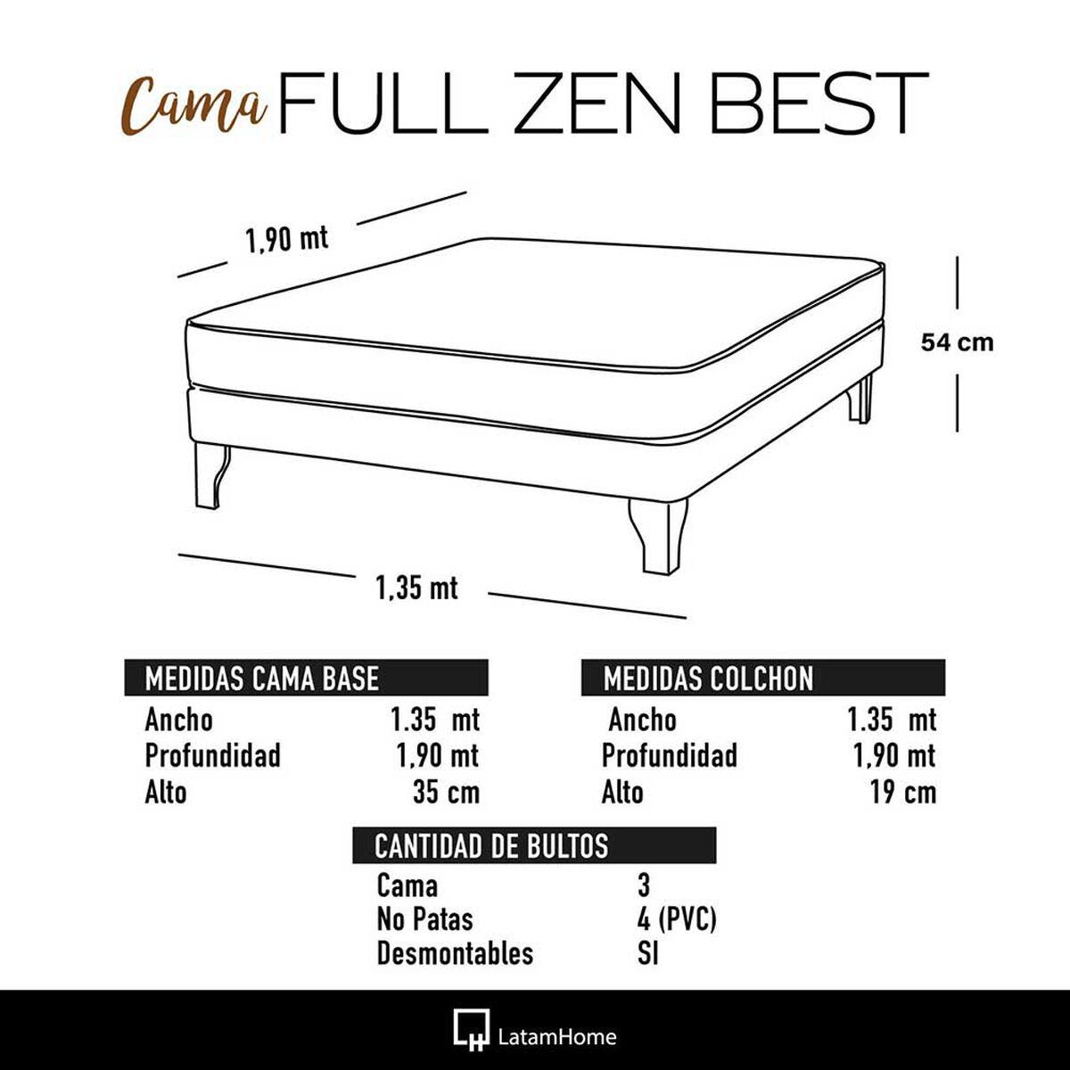 Cama Europea Latam Home Full Zen Best Tela Velvet Gris