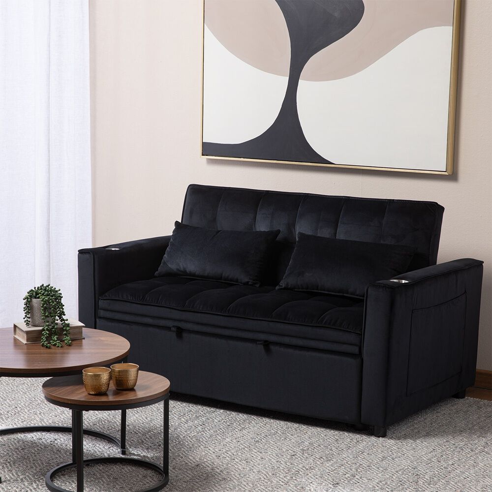 Sofá Cama Daniels 2 Cuerpos Moderno Dallas Negro