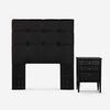 Cama Europea Rosen 1,5 Plazas Indie + Respaldo + Velador Issey Grafito