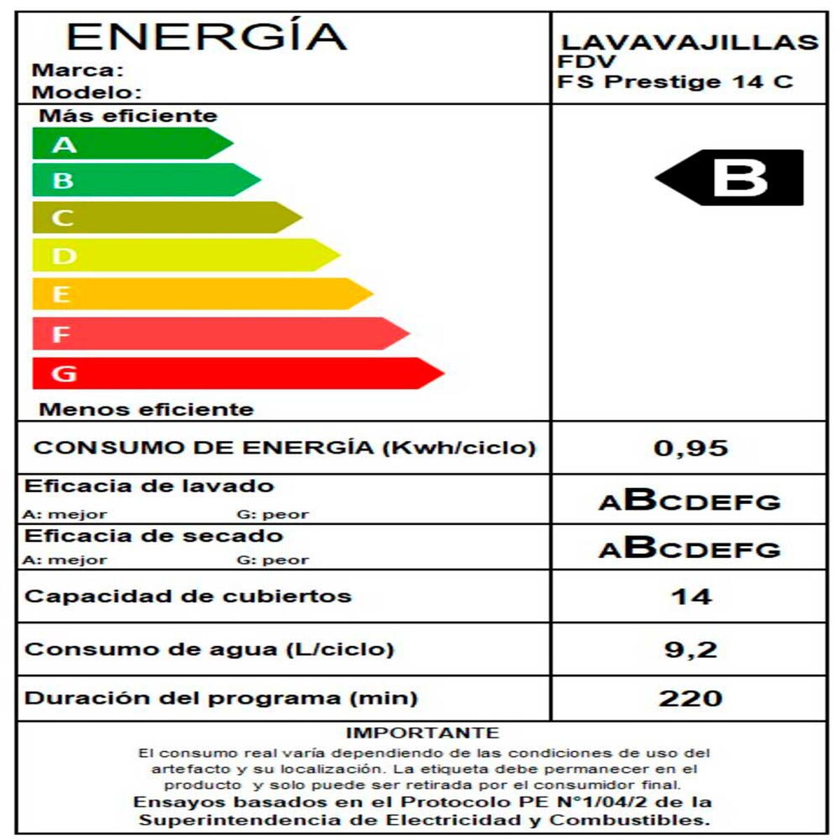 Lavavajillas Fdv Prestige 14C Gris