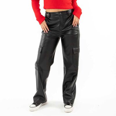 Pantalón Recto Ecocuero Mujer Icono