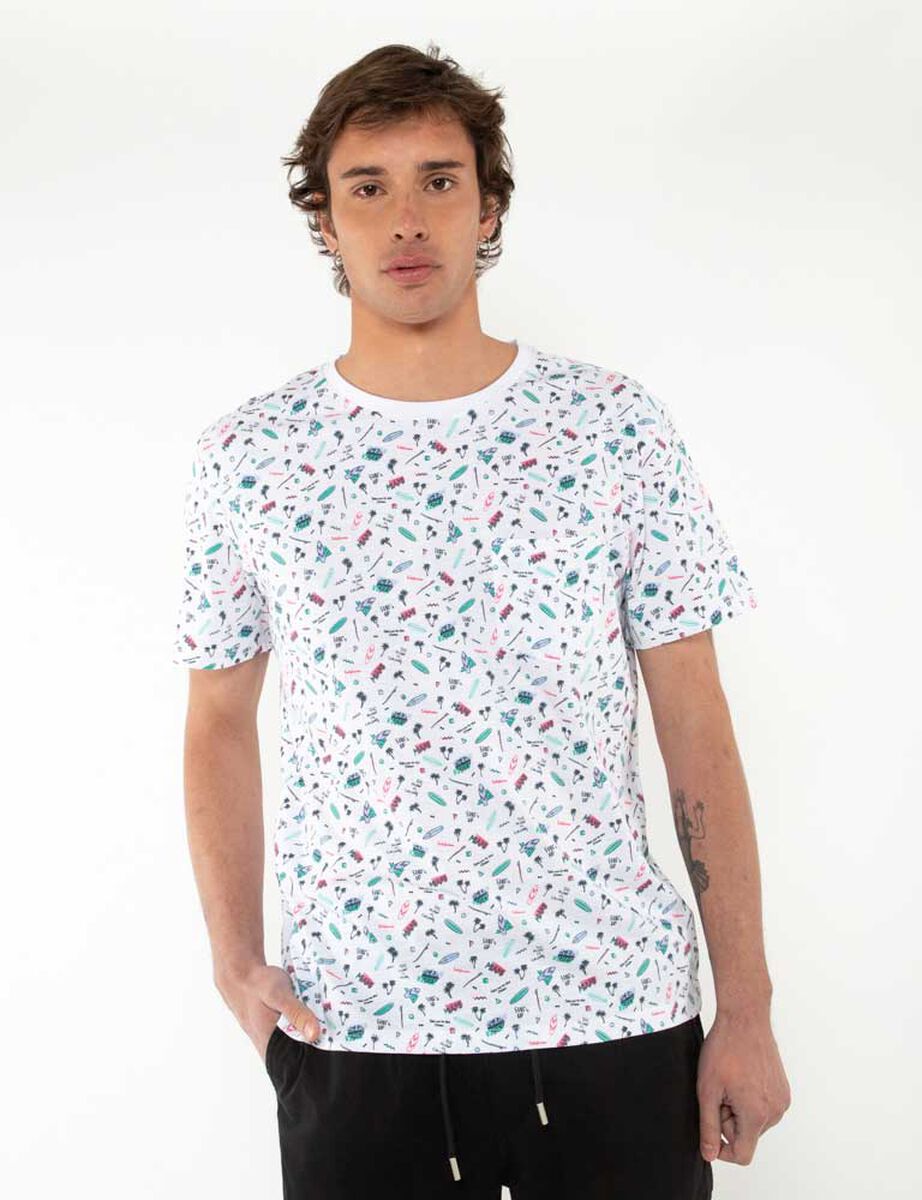Polera Algodón Estampada Manga Corta Hombre Cutback