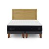 Cama Europea CIC Base Dividida 2 Plazas Premium + Respaldo Milan Mostaza
