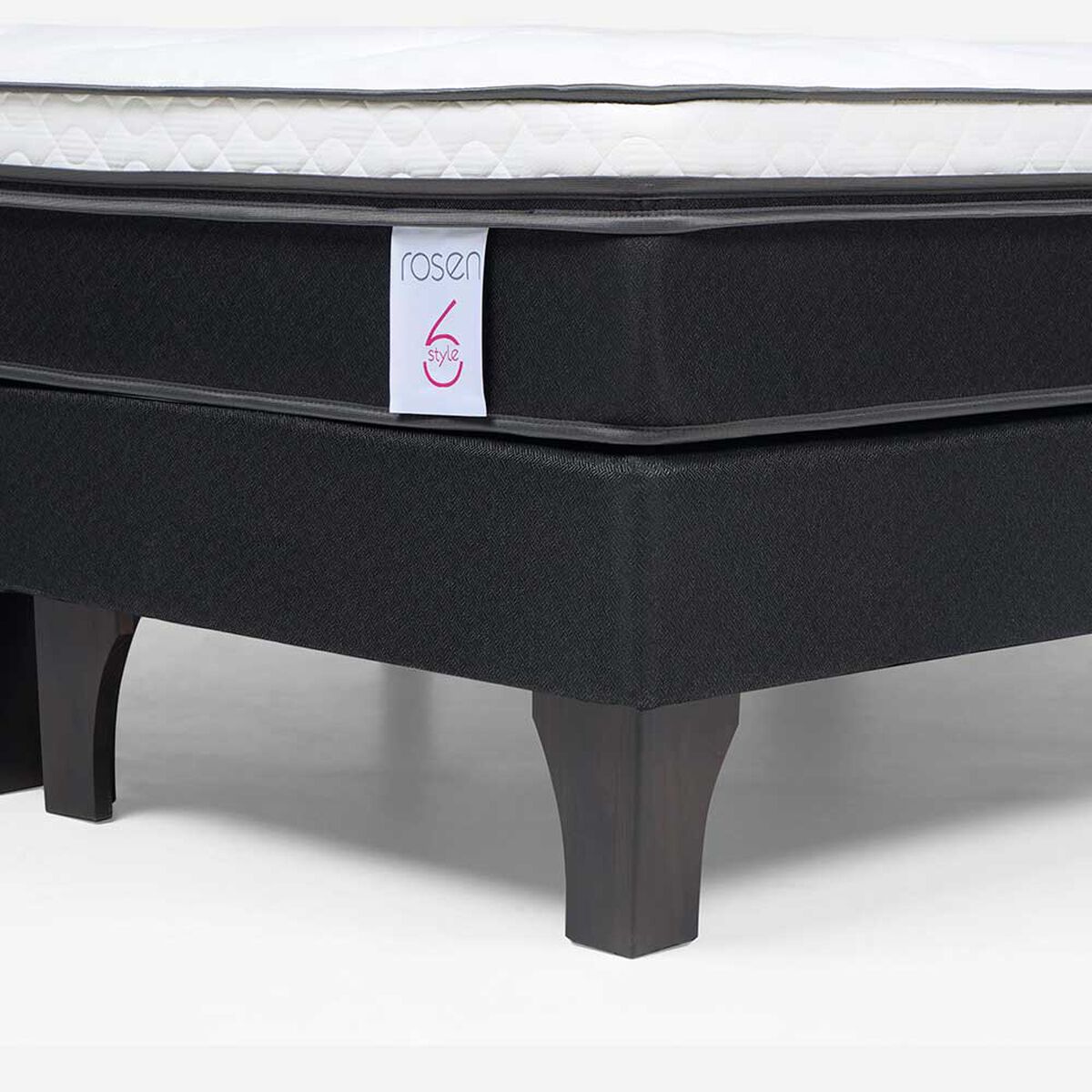 Cama Europea Rosen Base Dividida King New Style 6 + Respaldo + 2 Veladores Rachel