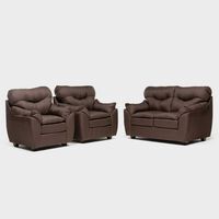 Juego de Living Almore Belén Sofá 2 Cuerpos + Dos Sillones 1 Cuerpo Café