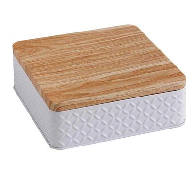 Imagen 1 del producto Lata Decorativa Metal Vgo 17 x 17 cm Blanco