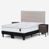 Cama Europea Rosen Base Dividida King Art 4 + Respaldo + 2 Veladores Niebla